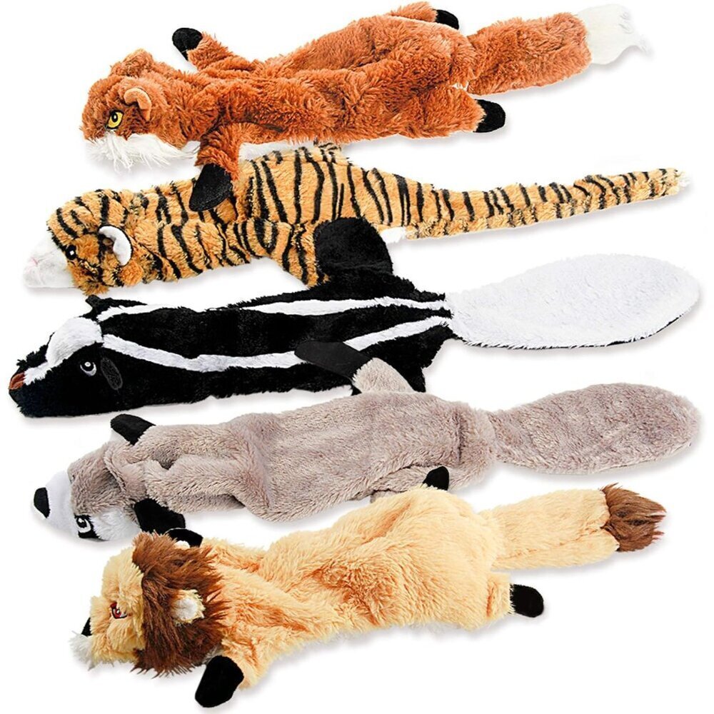 Dog Squeak Toys, No Stuffing Plush Dogs Chew Toy Bundle for Small Medium Large B